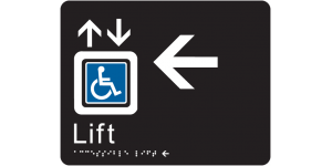 Accessible Lift - Left Arrow manufactured by Bathurst Signs