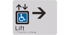 Accessible Lift - Right Arrow manufactured by Bathurst Signs