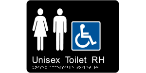 Unisex Accessible Toilet RH manufactured by Bathurst Signs