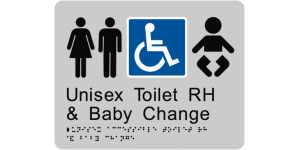 Unisex Accessible Toilet RH & Baby Change manufactured by Bathurst Signs