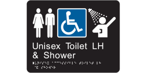 Unisex Accessible Toilet and Shower LH manufactured by Bathurst Signs