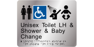 Unisex Toilet LH & Shower & Baby Change manufactured by Bathurst Signs