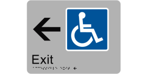 Accessible Exit (Left Arrow) manufactured by Bathurst Signs